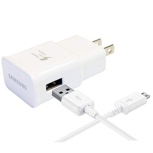 New Samsung EP-TA20JWE Fast Charging Travel Wall Charger and Original Micro USB Cable for Samsung Galaxy S6, S4, S3, Edge and Note 4 - White