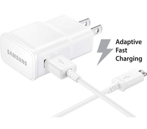 Samsung Galaxy J3 (2016) Adaptive Fast Charger Micro USB 2.0 Cable Kit! [1 Wall Charger + 5 FT Micro USB Cable] AFC uses dual voltages for up to 50% faster charging! - Bulk Packaging