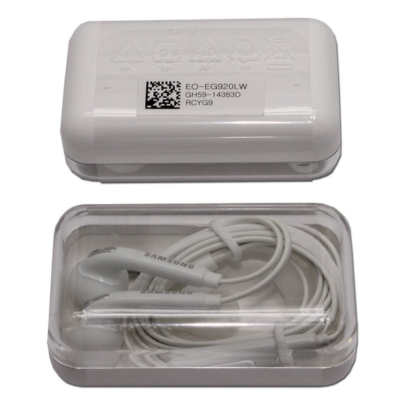 OEM Samsung Galaxy S6, S6 Edge Headset EO-EG920LW White with Jewel Case Lot of 2 Non-Retail Packaging