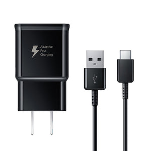 Adaptive Fast Charger Compatible with Samsung Galaxy Note FE [Wall Charger + Type-C USB Cable] Dual voltages for up to 60% Faster Charging! BLACK