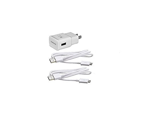 5 Pack Original Samsung Fast Charging Adapter Travel Charger + (2) 5 Foot Micro USB Data Cables - White