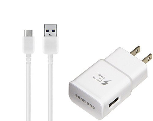 OEM Adaptive Fast Charger for Samsung Galaxy Tab A 8.0 (2017) 15W with certified USB Type-C Data and Charging Cable. (WHITE/3.3FT/1M Cable)