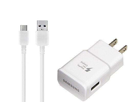 OEM Adaptive Fast Charger for Galaxy Note 8 15W with certified USB Type-C Data and Charging Cable. (WHITE / 3.3FT / 1M Cable)