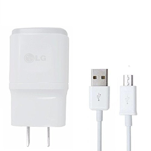 OEM Compact 1.8A Wall Charger works with LG K30 includes 3ft MicroUSB Charging and Data Cable! (White/110-240v)