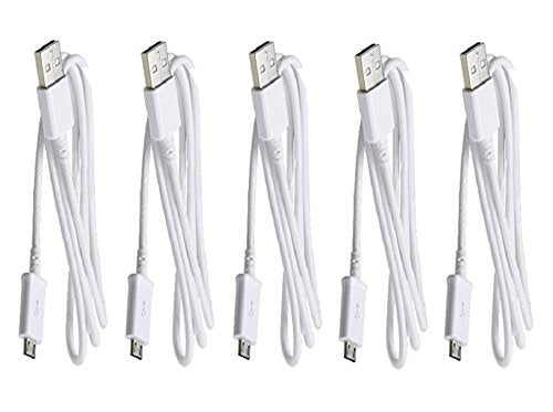 Samsung USB Charging Data Cable for Galaxy S2/S3/S4/Note 1/2, 5 Pack - Non-Retail Packaging - White