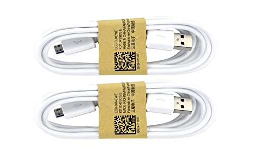 Samsung USB Data Cable for Galaxy S3/S4/Note 2 & Other Smartphones, 2 Pack - Non-Retail Packaging - White