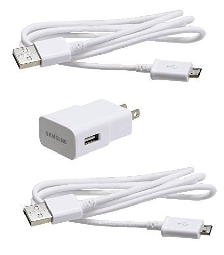 Samsung OEM 2 Amp Adapter 5-Feet Micro USB Data Sync Charging Cables for Galaxy S2/S3/S4/Active Note 1/2 - Non-Retail Packaging - White