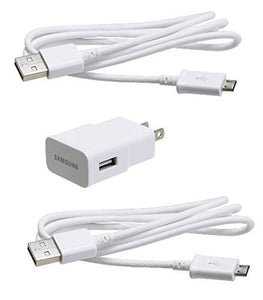 Samsung OEM 2 Amp Adapter 5-Feet Micro USB Data Sync Charging Cables for Galaxy S2/S3/S4/Active/Note 1/2 - Non-Retail Packaging - White