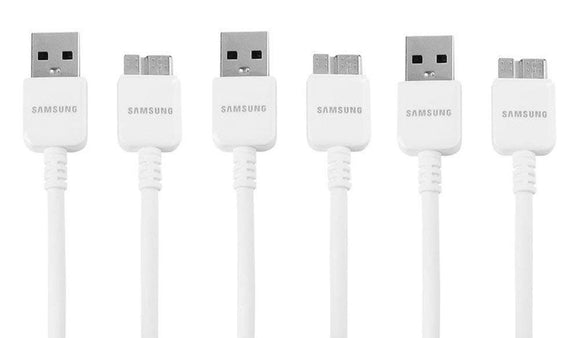 Samsung USB 3.0 Data Cable for Galaxy Note 3, 3 Pack - Non-Retail Packaging - White