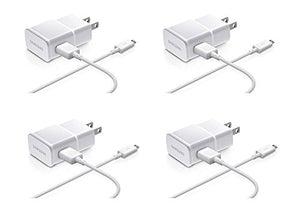 Samsung 2-Amp Adapter Data Cable for Samsung Mobiles, 4 Pack - Non-Retail Packaging - White