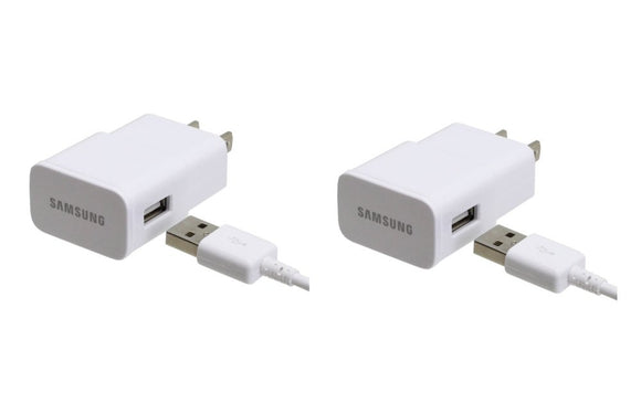 Samsung Universal Home Travel Charger for Galaxy S3/S4/Note 2, 2 Pack - Non-Retail Packaging - White