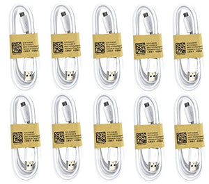 Samsung USB Data Cable for Galaxy S3/S4/Note 2 & Other Smartphones, 10 Pack - Non-Retail Packaging - White