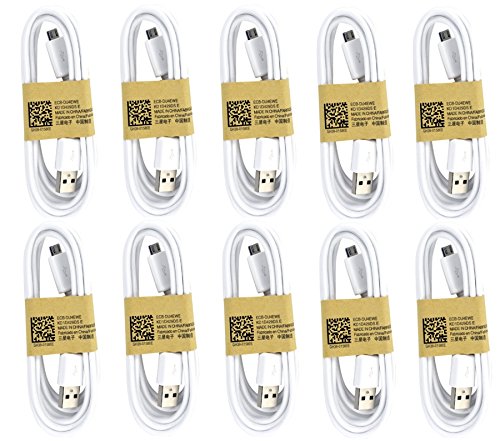 Samsung USB Data Cable for Galaxy S3/S4/Note 2 & Other Smartphones, 10 Pack - Non-Retail Packaging - White