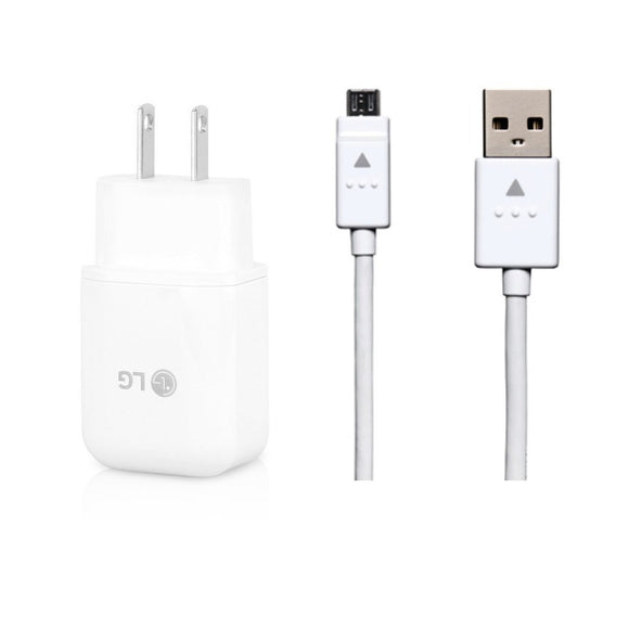 Genuine LG Quick Wall Charger + Micro USB Cable for LG G3 / G4 / Stylo 3 / V10 / K10 / Tribute / X Style - 100% Original - Bulk Packaging