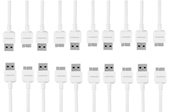 Samsung USB 3.0 Data Cable for Galaxy Note 3, 10 Pack - Non-Retail Packaging - White