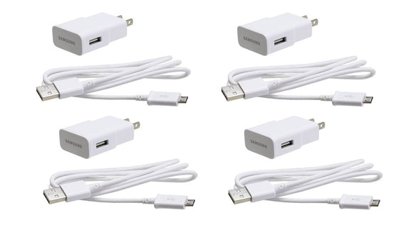 Samsung USB Sync Data Cable for Galaxy S2, S3, S2 4G, Note 1/2, 4 Pack - Non-Retail Packaging - White