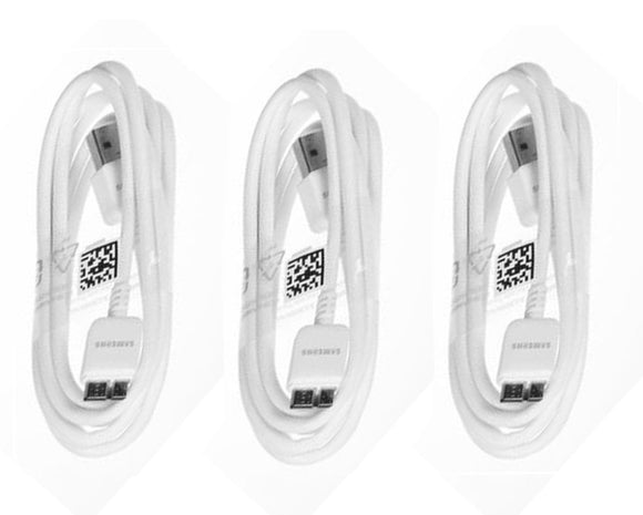 Samsung USB 3.0 Sync Data Cable for Galaxy S5 SV & Note 3, 5 Pack - Non-Retail Packaging - White