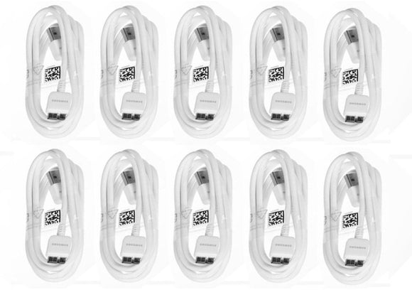 Samsung USB 3.0 Sync Data Cable for Galaxy S5 SV & Note 3, 10 Pack - Non-Retail Packaging - White