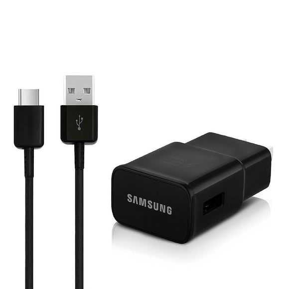 OEM Adaptive Fast Charger for Galaxy Note 8 15W with certified USB Type-C Data and Charging Cable. (BLACK / 3.3FT / 1M Cable)