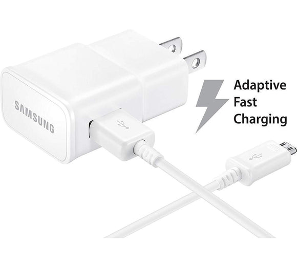 Samsung Galaxy J3 (2016) Adaptive Fast Charger Micro USB 2.0 Cable Kit! [1 Wall Charger + 5 FT Micro USB Cable] AFC uses dual voltages for up to 50% faster charging! - Bulk Packaging